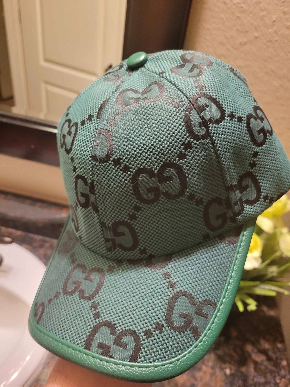 Gucci Green Jumbo Monogram Baseball Cap - Picture 11 of 11